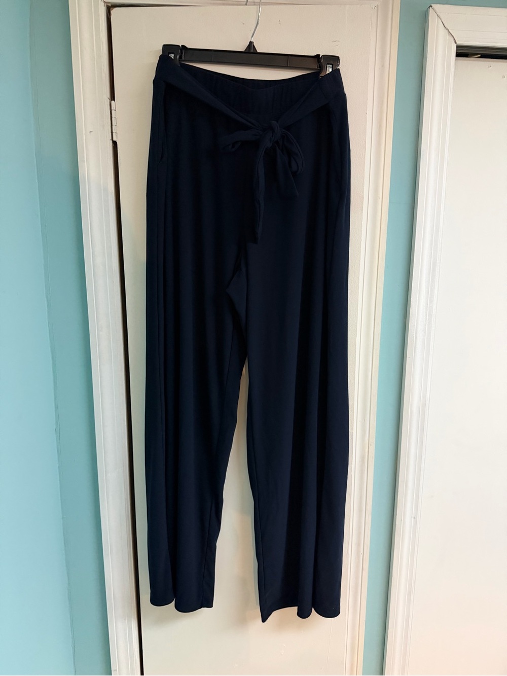 H&M Navy Wide-Leg Tie-Waist Pants